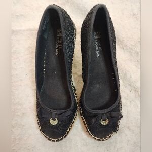 White Mountain Black Women's Peep Toe/Slip On Wedge Espadille Sz:6M-US